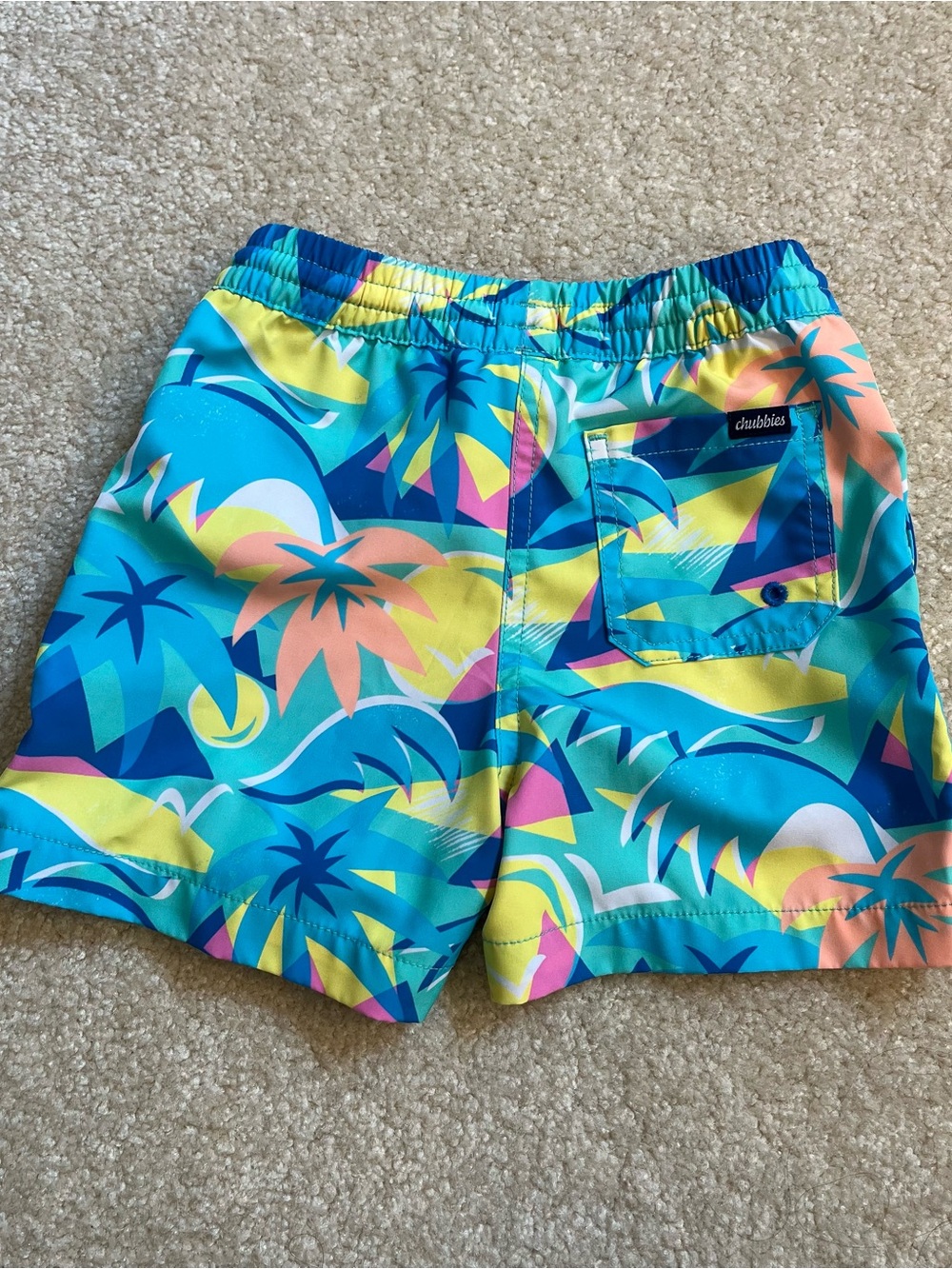 Chubbies Kids Swim Shorts Boys Toddler 4T Teal Blue Trunks Tropical Colorful - Picture 2 of 7